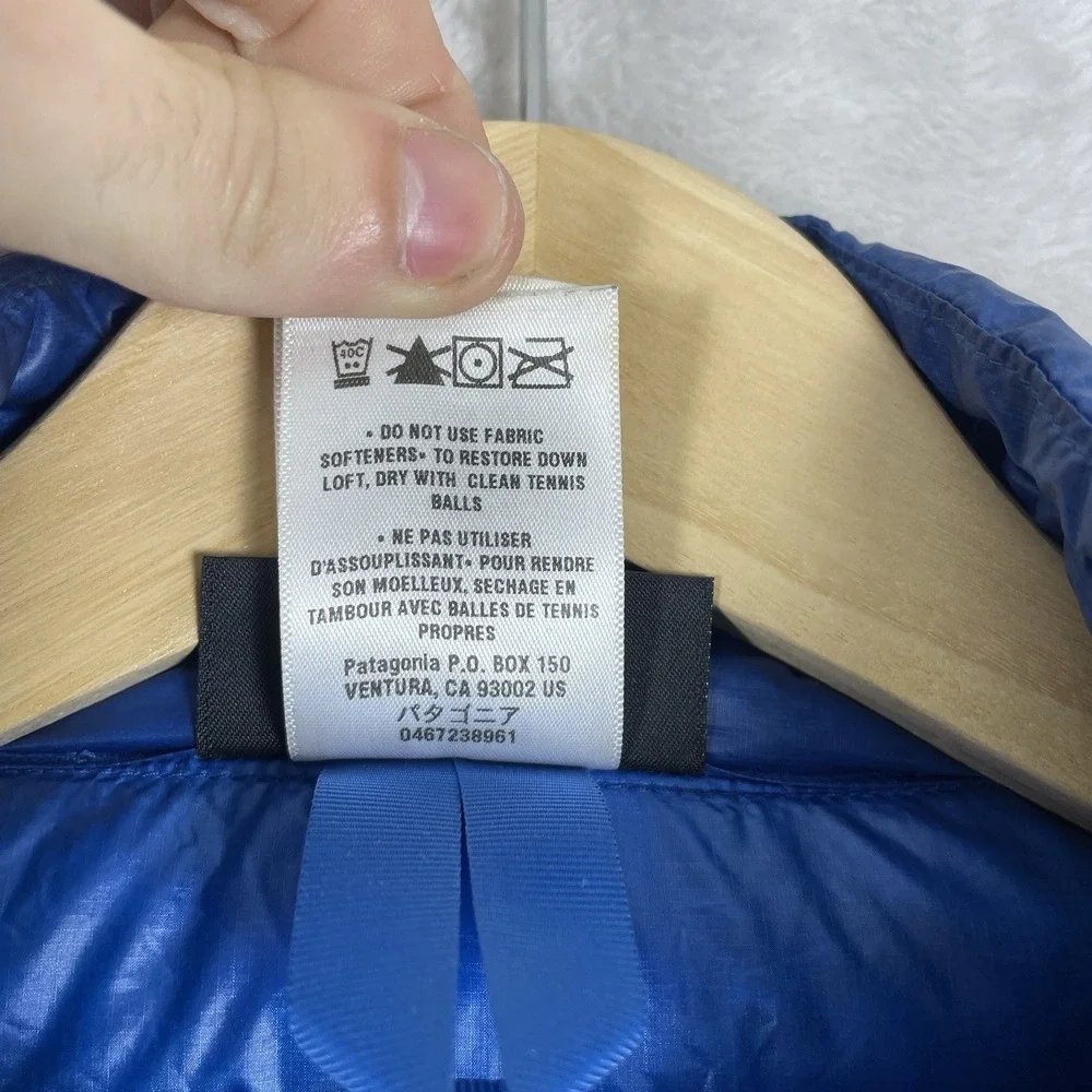 Patagonia Ultralight Down Jacket Mens Small Blue Puffer Full Zip Outdoor 84755